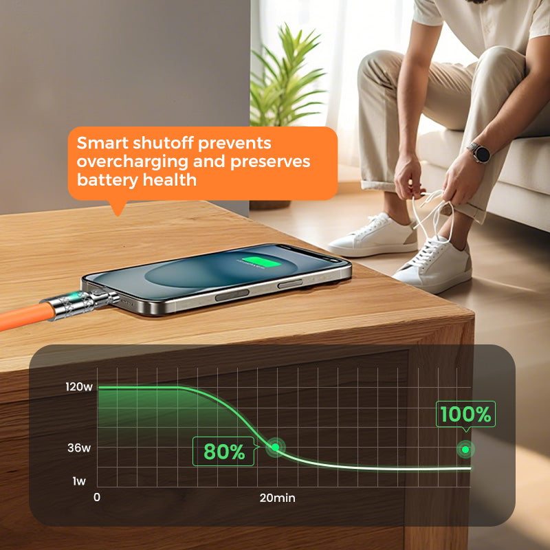 120W 3-In-1 180° Rotating Fast Charging Cable