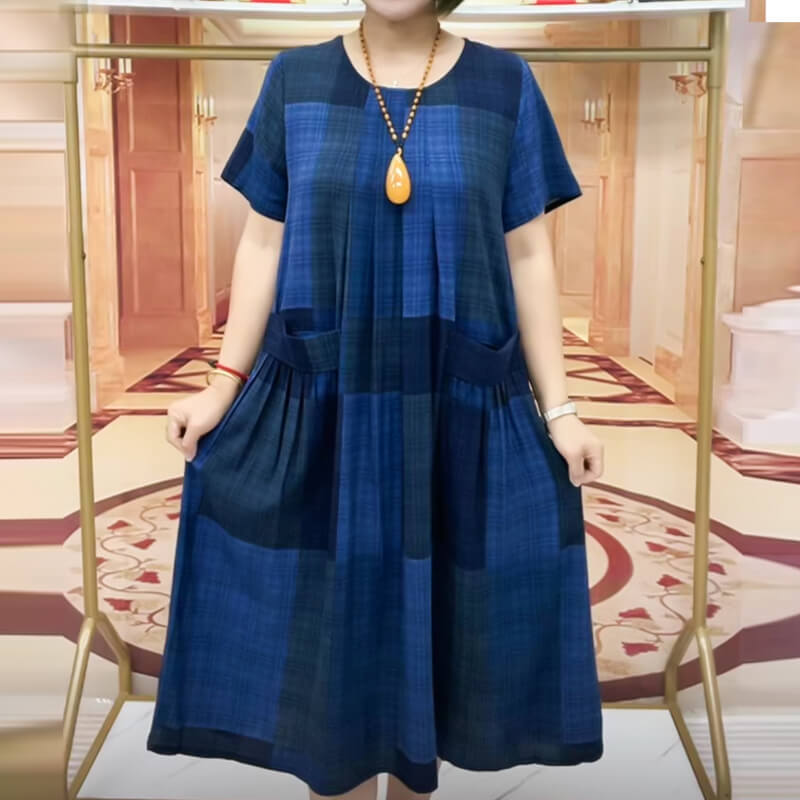 Cotton And Linen Double Pocket Summer Dress