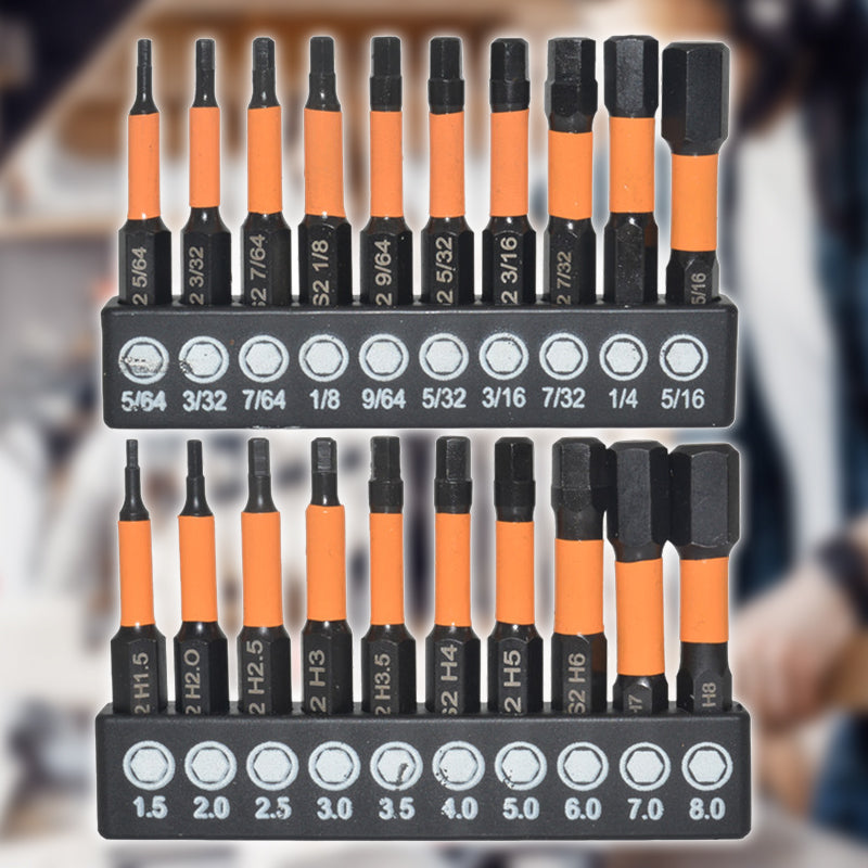 Precision Power: 20PCS Metric and Imperial Hex Bits Set!