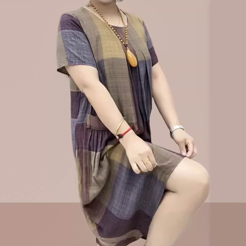 Cotton And Linen Double Pocket Summer Dress