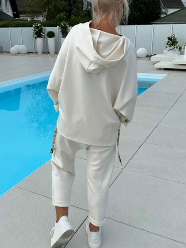 šAutumn Hot SalešWomen's Two-Piece Solid Color Hooded Sweatshirt Set