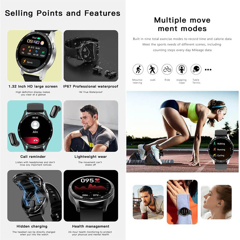 🔥50% OFF🔥2-In-1 Smart Watch With Earphones