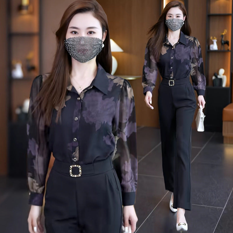 Women's Printed Floral Chiffon Shirt(50% OFF)