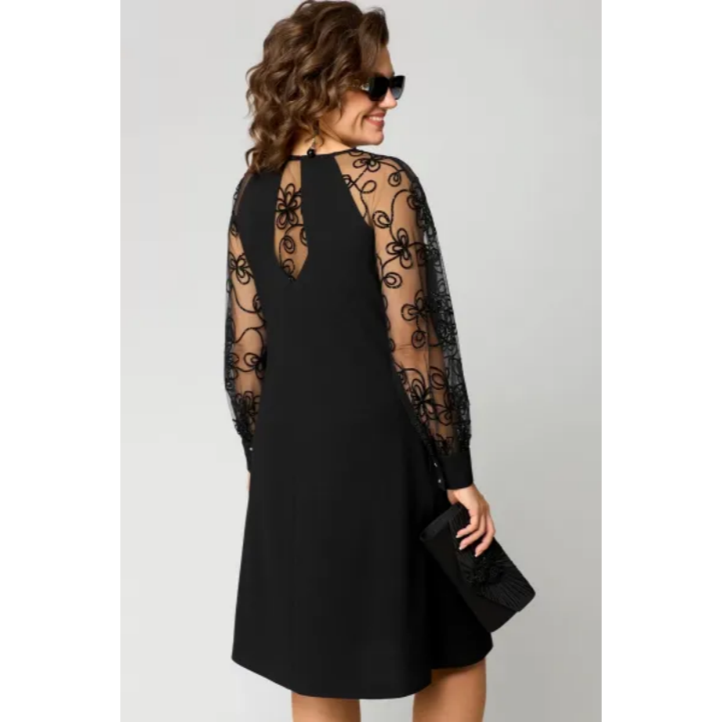 š„2025 HOT SALEš„ Lace Patchwork Round Neck Long Sleeve Dress