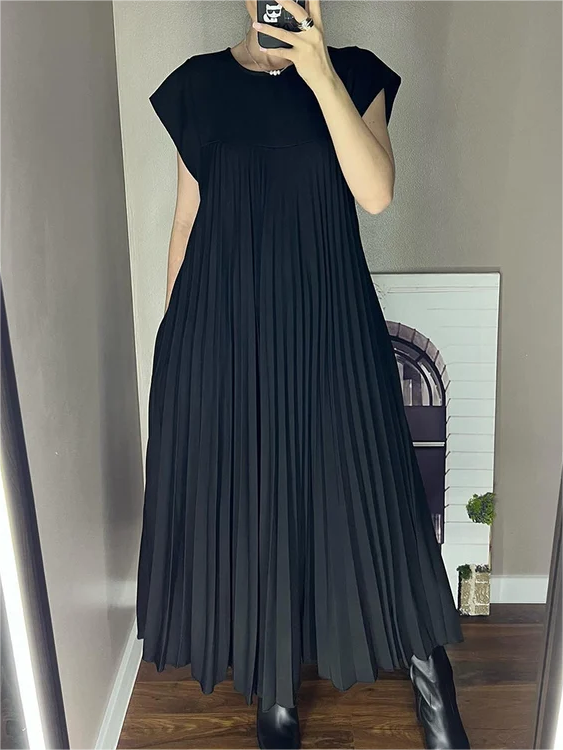 🎉Hot Sale 50% OFF🎉Sleeveless Pleated Simple Solid Color Dress