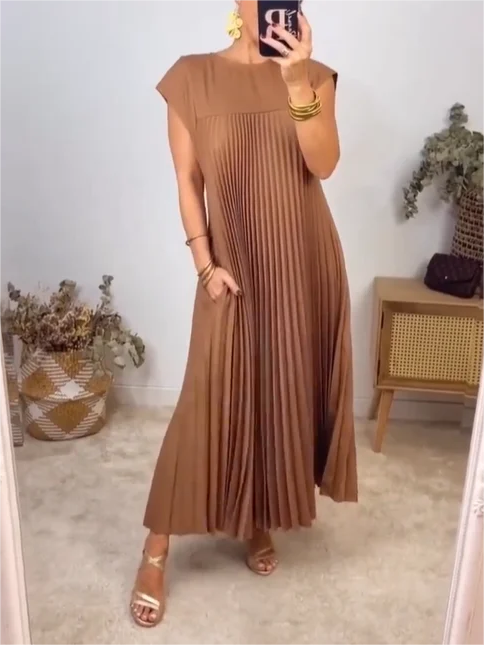 🎉Hot Sale 50% OFF🎉Sleeveless Pleated Simple Solid Color Dress