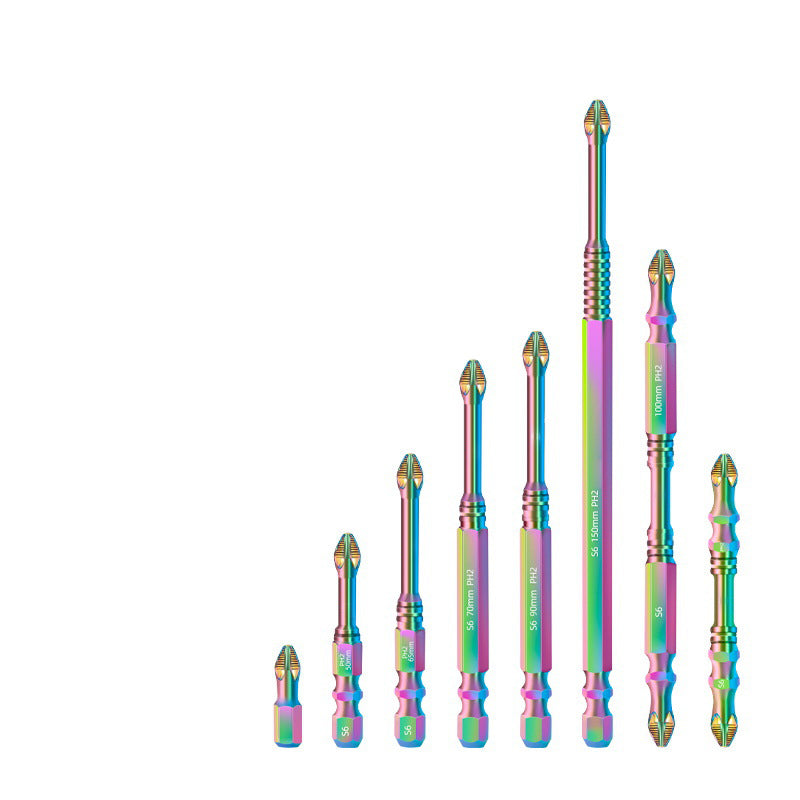 S6 Color Titanium Impact Screwdriver Bit | Ultra-Hard Magnetic | Anti-Slip Cross Head