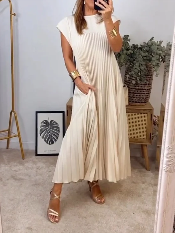 🎉Hot Sale 50% OFF🎉Sleeveless Pleated Simple Solid Color Dress