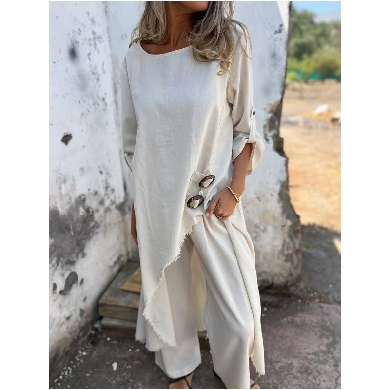 🔥2025 NEW SALES - 50% OFF🔥Women's Irregular Dress and Loose Fit Pants (2-Piece Set)