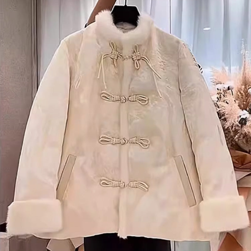 Women's Thick Warm Splicing Short Jacket