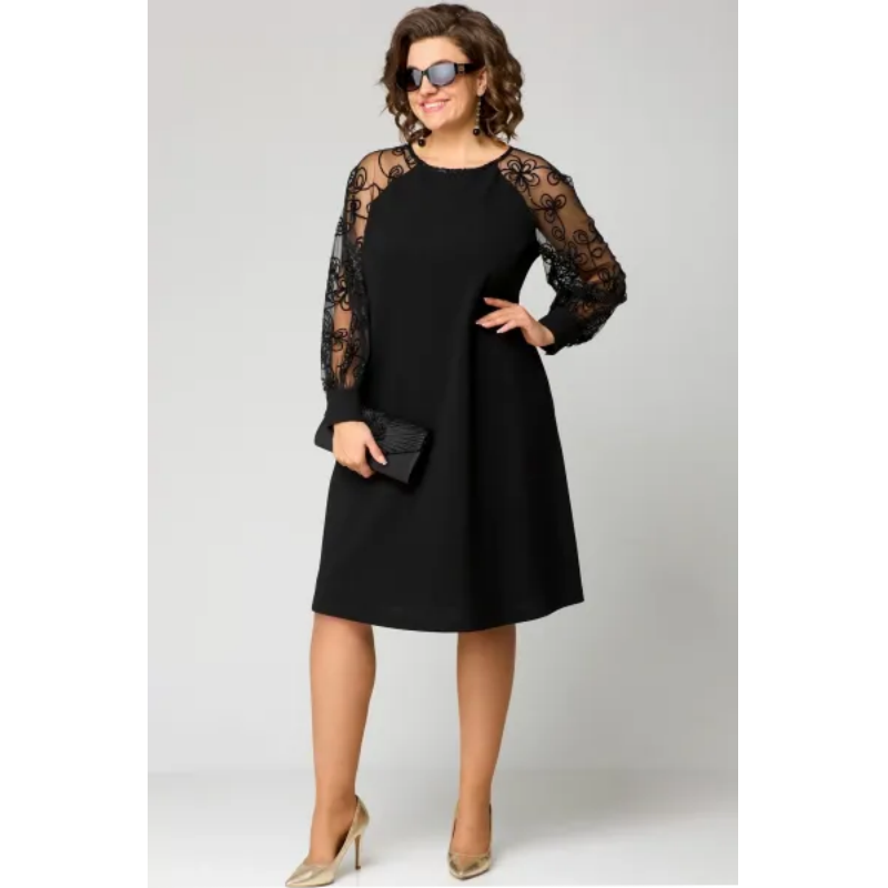 š„2025 HOT SALEš„ Lace Patchwork Round Neck Long Sleeve Dress