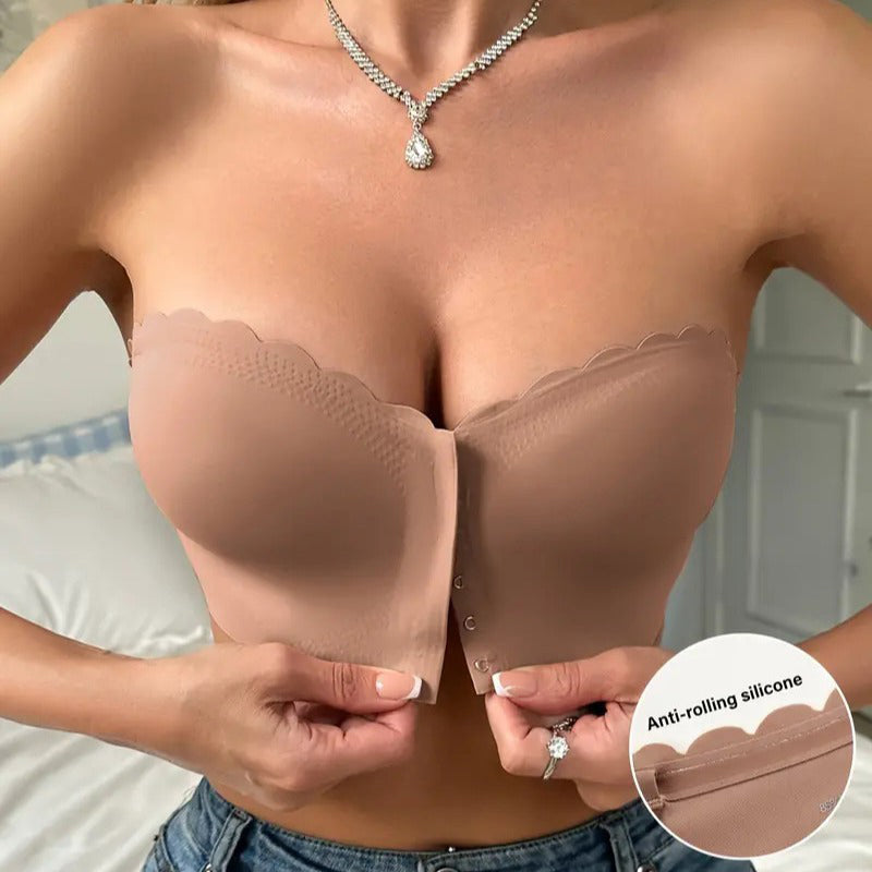 ๐ฅBUY 1 GET 1๐ฅ Seamless Front Closure Strapless Bandeau Bra โ Comfort & Support All Day! ๐