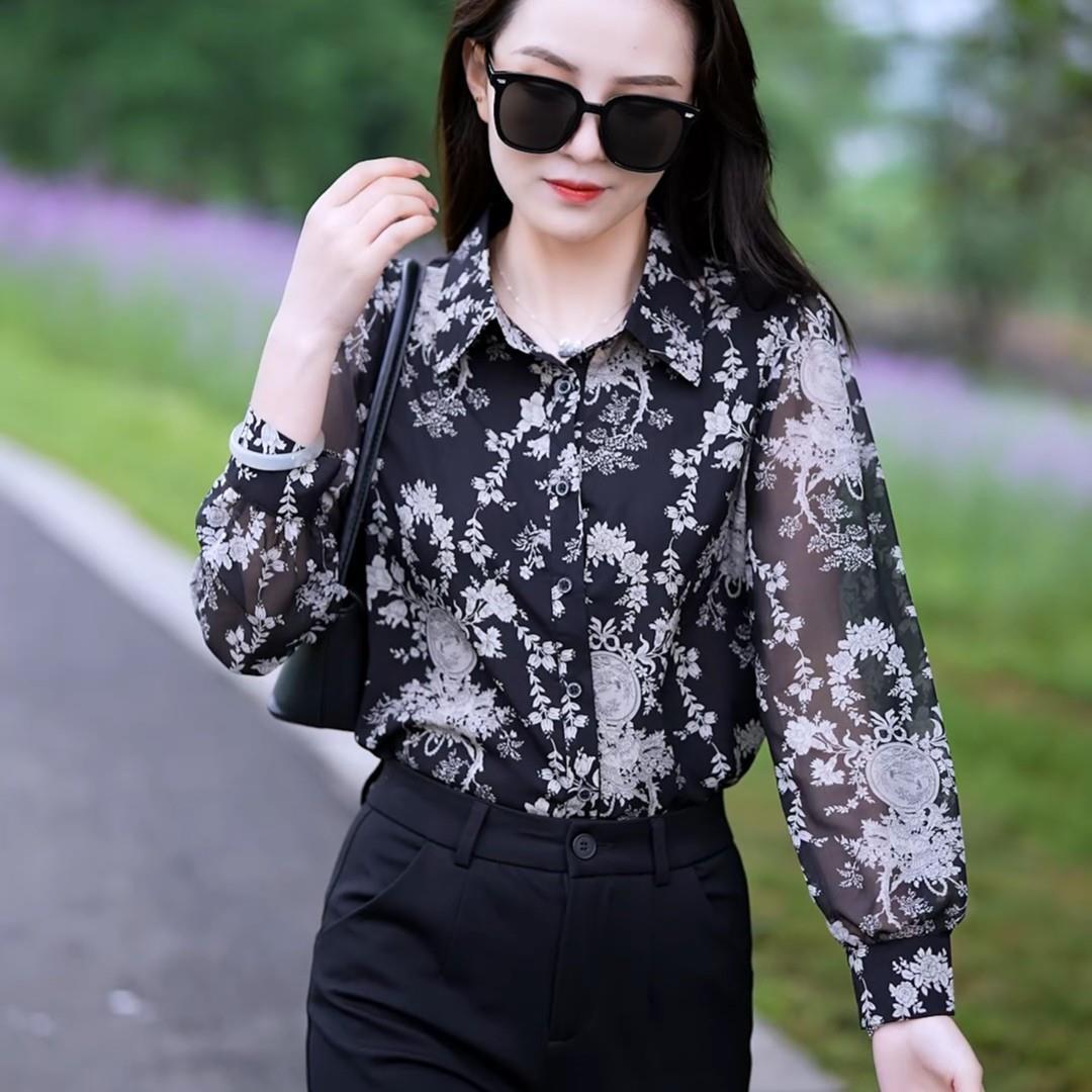 Women's Printed Floral Chiffon Shirt(50% OFF)