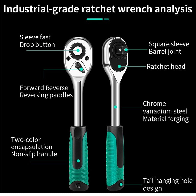 72-Tooth Extendable Telescopic Socket Ratchet Wrench