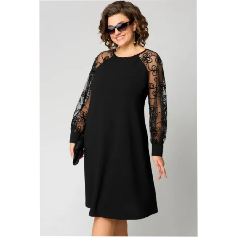 š„2025 HOT SALEš„ Lace Patchwork Round Neck Long Sleeve Dress