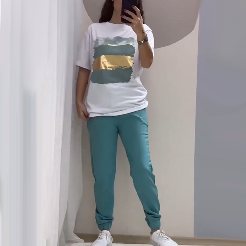 Fashionable Simple Casual 2-Piece Set
