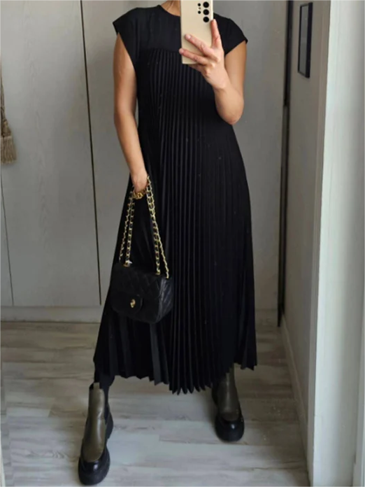 🎉Hot Sale 50% OFF🎉Sleeveless Pleated Simple Solid Color Dress