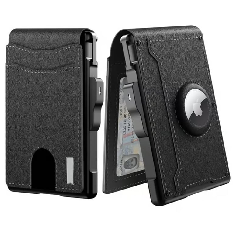 🔥Pop Up Aluminum Case Money Clip Slim Leather Slots Credit Card Holder RFID Blocking Bifold Minimalist Wallet