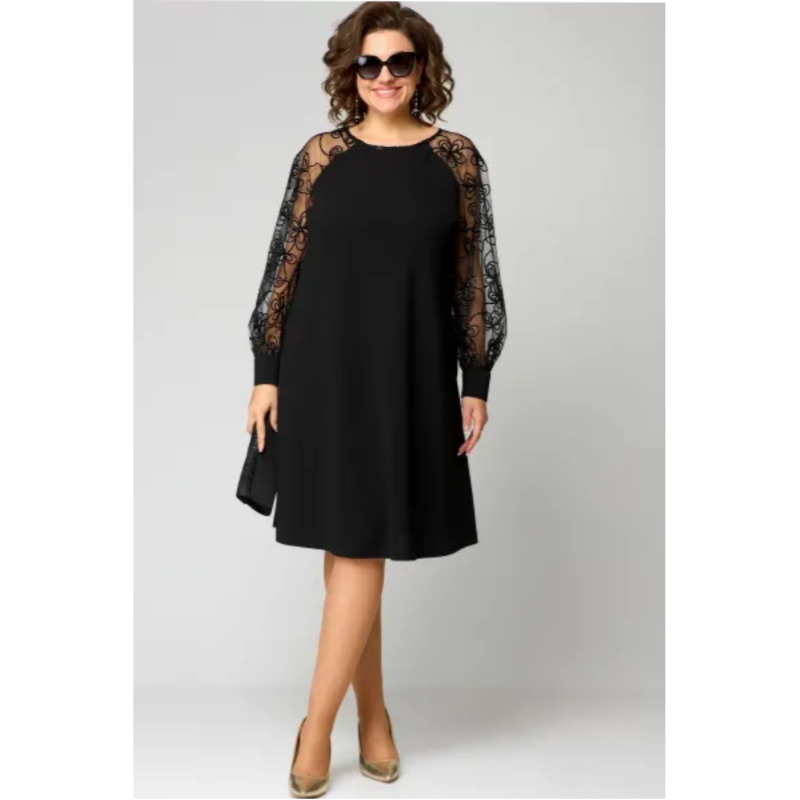 š„2025 HOT SALEš„ Lace Patchwork Round Neck Long Sleeve Dress