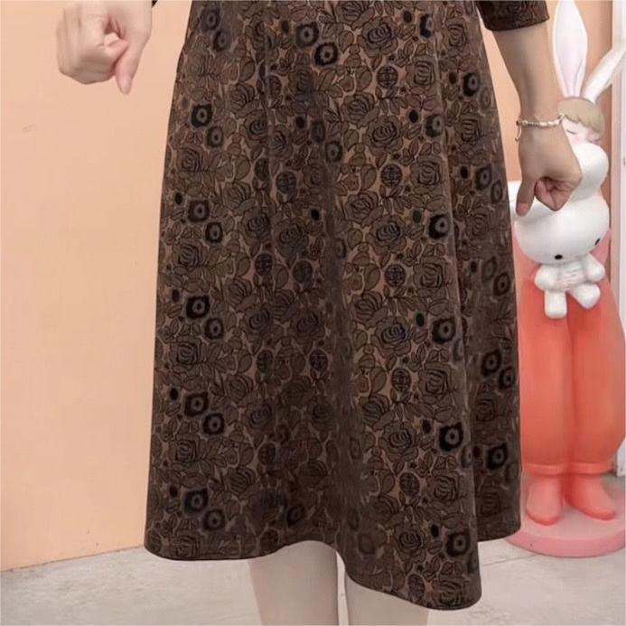 Lapel V-neck Slim Fashion Long Sleeve A-line Dress