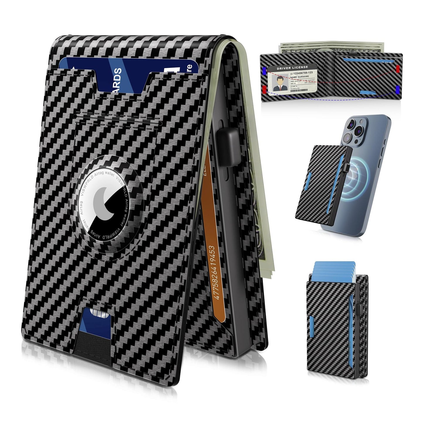 🔥Pop Up Aluminum Case Money Clip Slim Leather Slots Credit Card Holder RFID Blocking Bifold Minimalist Wallet
