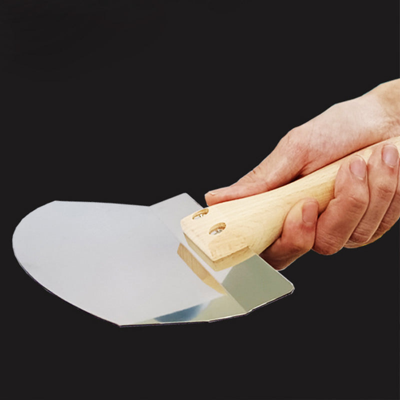 Stainless Steel Curved Plaster Spatula with Wooden Handle