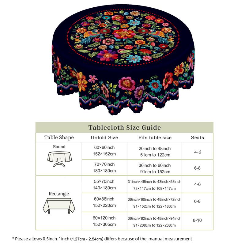 š„Hot Saleš„Mexican Floral Tablecloth With Scalloped Edge