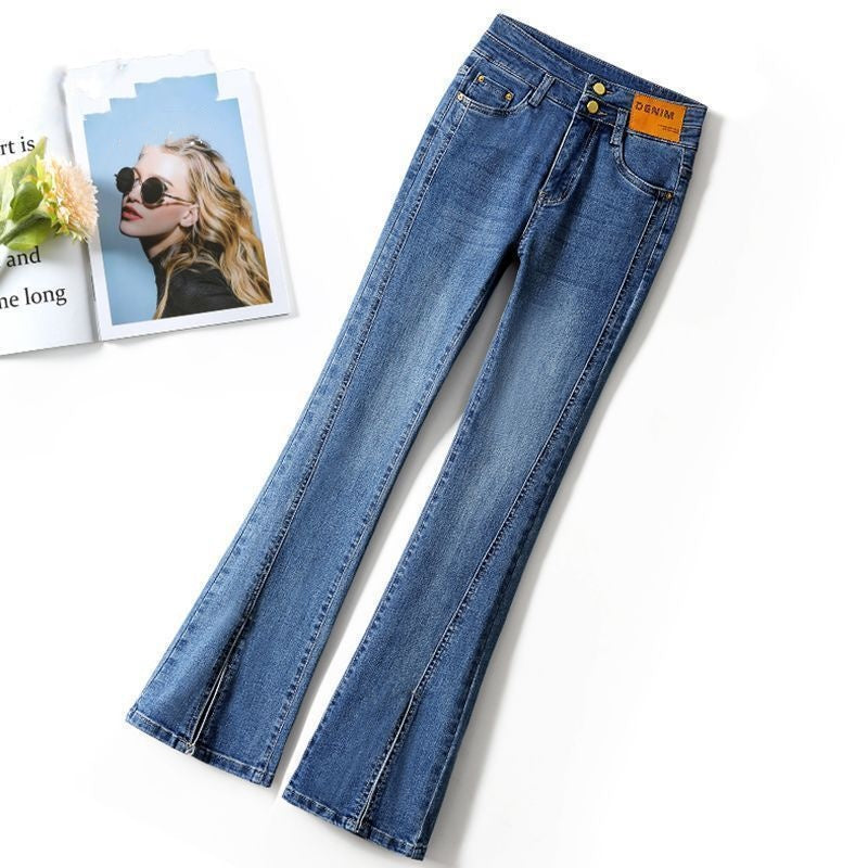 ✨New Arrival✨High-Waisted Flared Denim Jeans with Split Hem