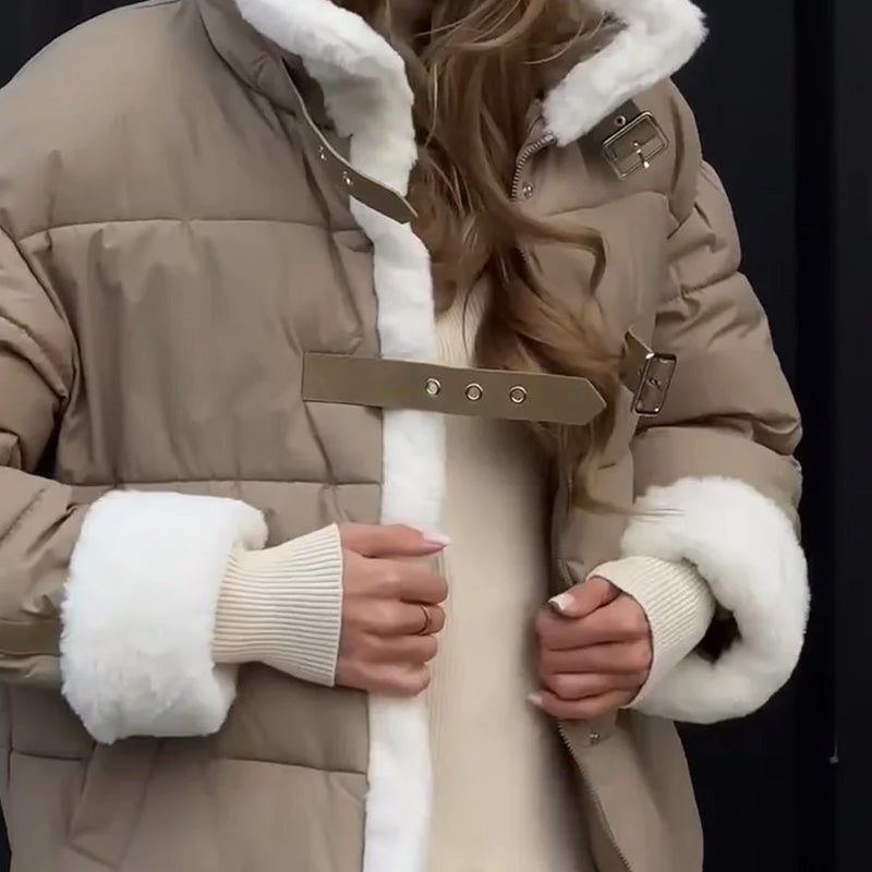 Women's Thick Warm Splicing Short Jacket