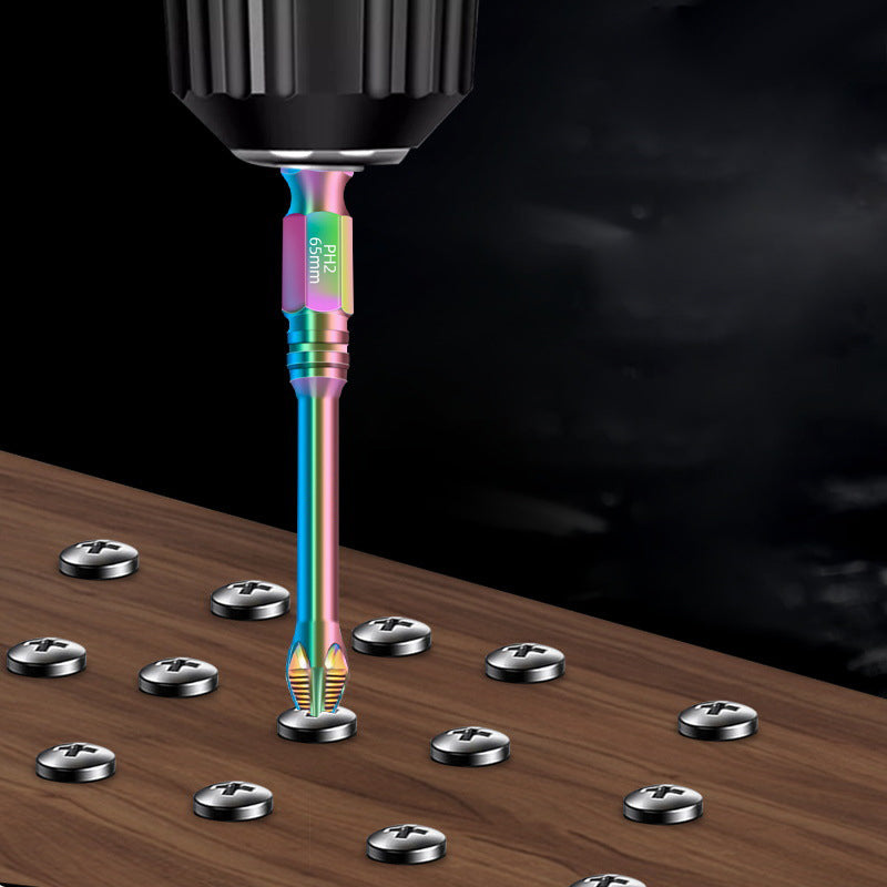 S6 Color Titanium Impact Screwdriver Bit | Ultra-Hard Magnetic | Anti-Slip Cross Head