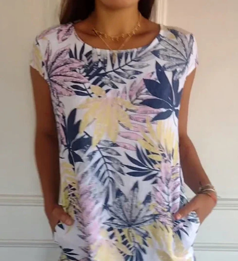 🌸Women's Botanical Print Round Neck Dress