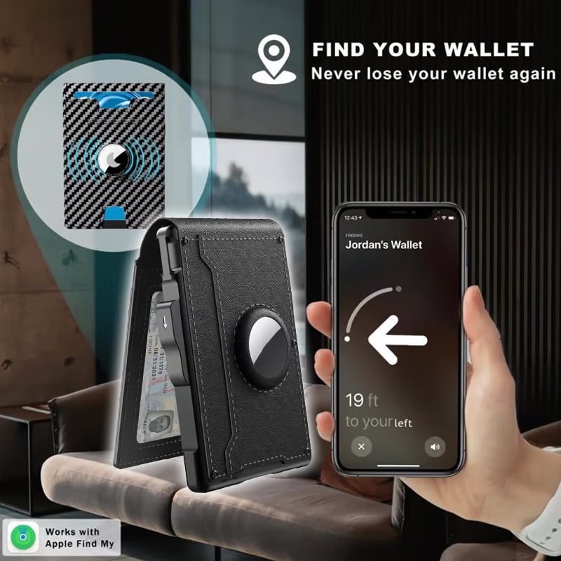🔥Pop Up Aluminum Case Money Clip Slim Leather Slots Credit Card Holder RFID Blocking Bifold Minimalist Wallet