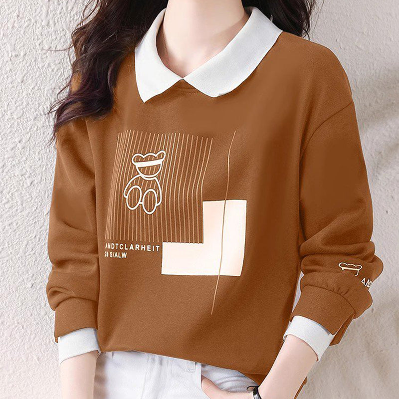Women’s Sweatshirt with Cute Bear Print(50% OFF)