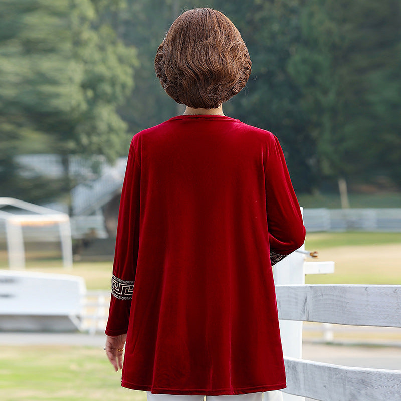 【The Best Gift for Mom】V-neck Long Sleeve Velvet T-shirt