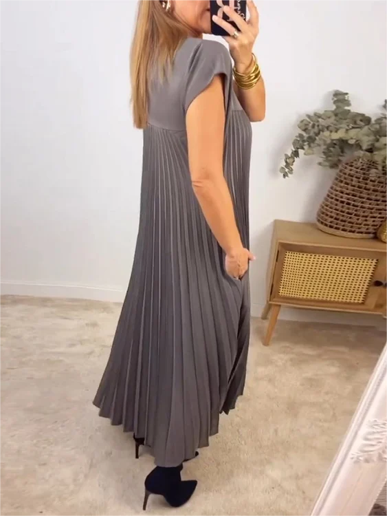 🎉Hot Sale 50% OFF🎉Sleeveless Pleated Simple Solid Color Dress