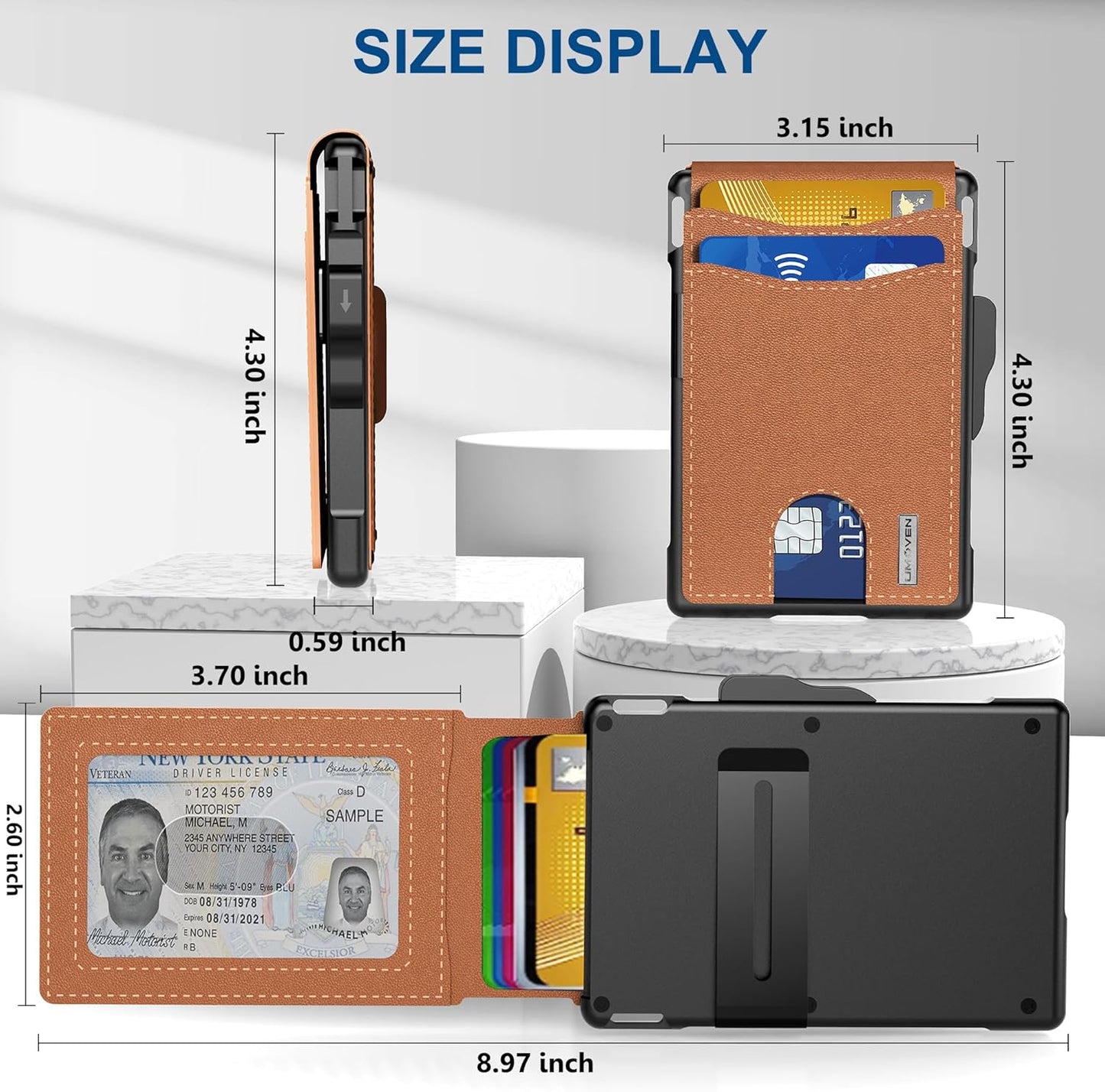 🔥Pop Up Aluminum Case Money Clip Slim Leather Slots Credit Card Holder RFID Blocking Bifold Minimalist Wallet