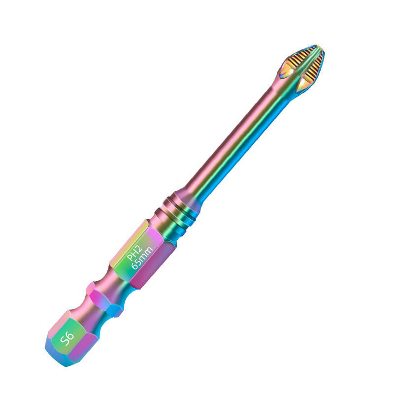 S6 Color Titanium Impact Screwdriver Bit | Ultra-Hard Magnetic | Anti-Slip Cross Head