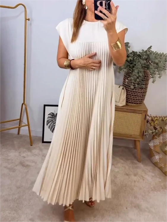 🎉Hot Sale 50% OFF🎉Sleeveless Pleated Simple Solid Color Dress