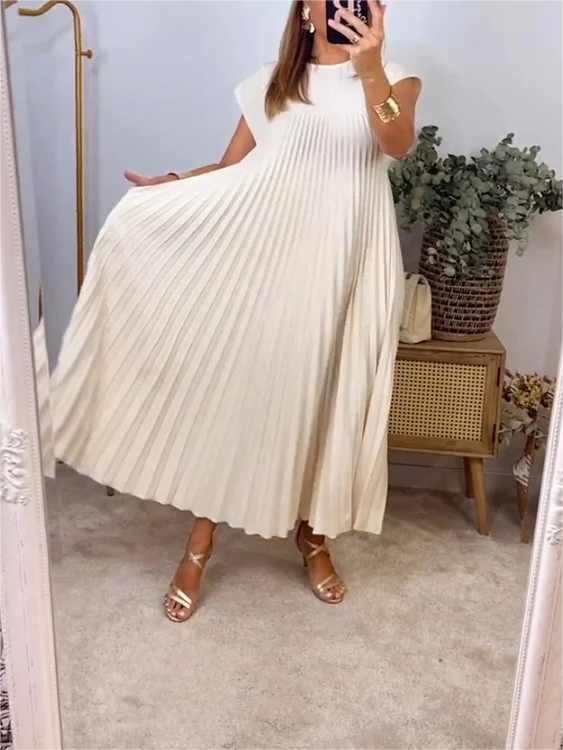 🎉Hot Sale 50% OFF🎉Sleeveless Pleated Simple Solid Color Dress