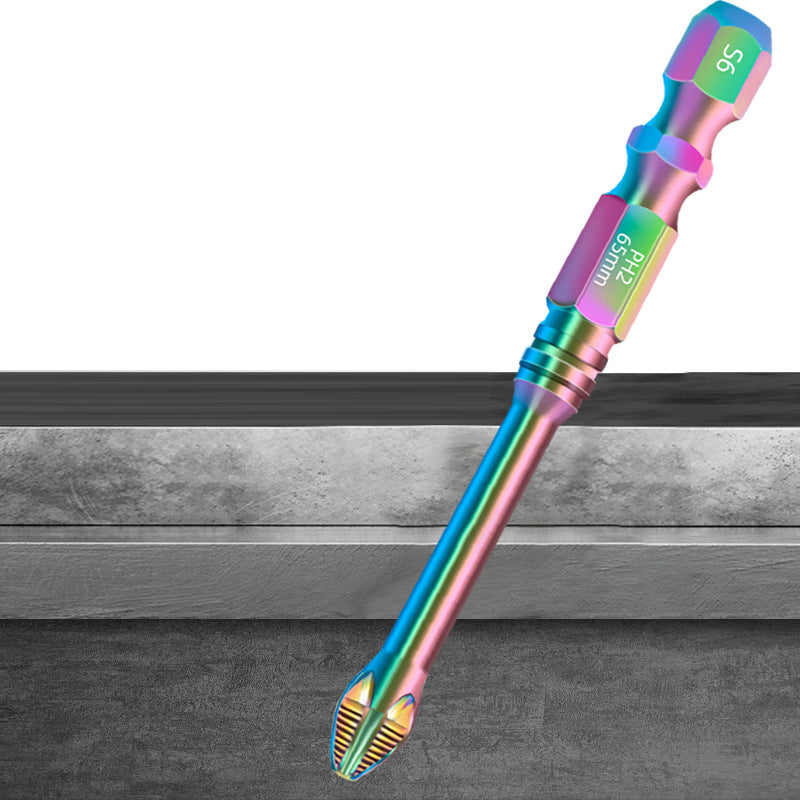 S6 Color Titanium Impact Screwdriver Bit | Ultra-Hard Magnetic | Anti-Slip Cross Head