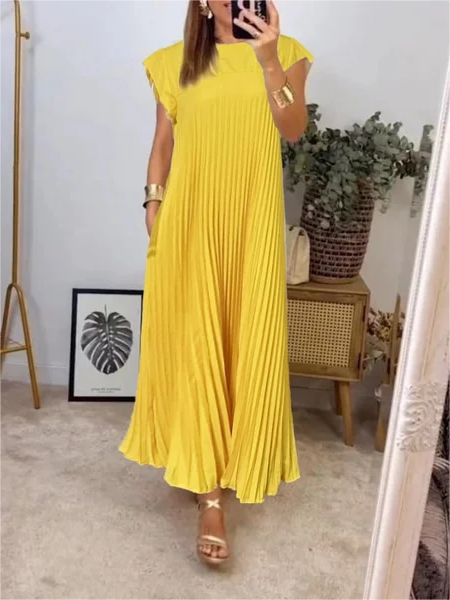 🎉Hot Sale 50% OFF🎉Sleeveless Pleated Simple Solid Color Dress