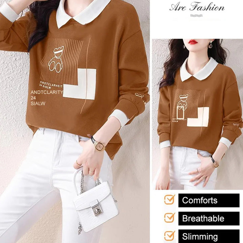 Women’s Sweatshirt with Cute Bear Print(50% OFF)