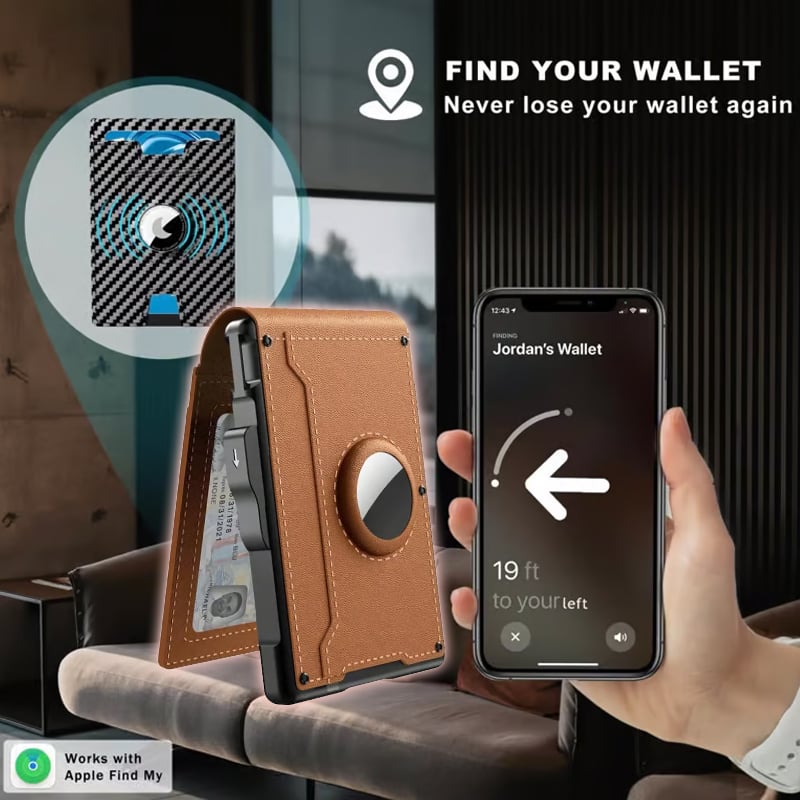 🔥Pop Up Aluminum Case Money Clip Slim Leather Slots Credit Card Holder RFID Blocking Bifold Minimalist Wallet