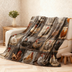 🐔Vintage Flannel Blanket with Chicken Pattern