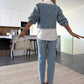 💟Women's Fashion Long Sleeve Denim Top & Pants Two Piece Set