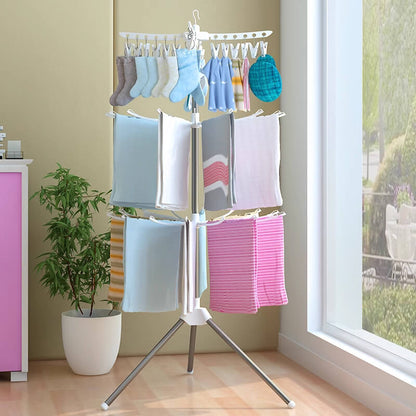 Rotating folding clothes drying rack