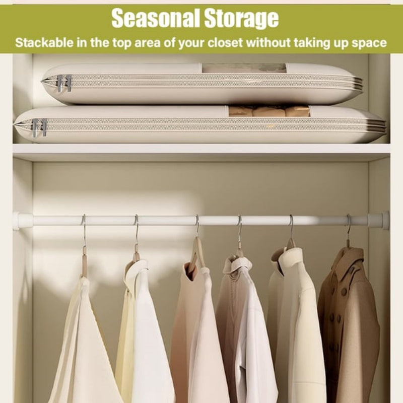 Space Saving Hanging Garment Bag with Self Compression Zipper