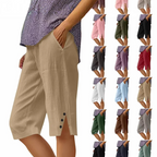 ⏳Time-Limited Special ⏰Women's Casual Solid Color Pocket Capri Pants