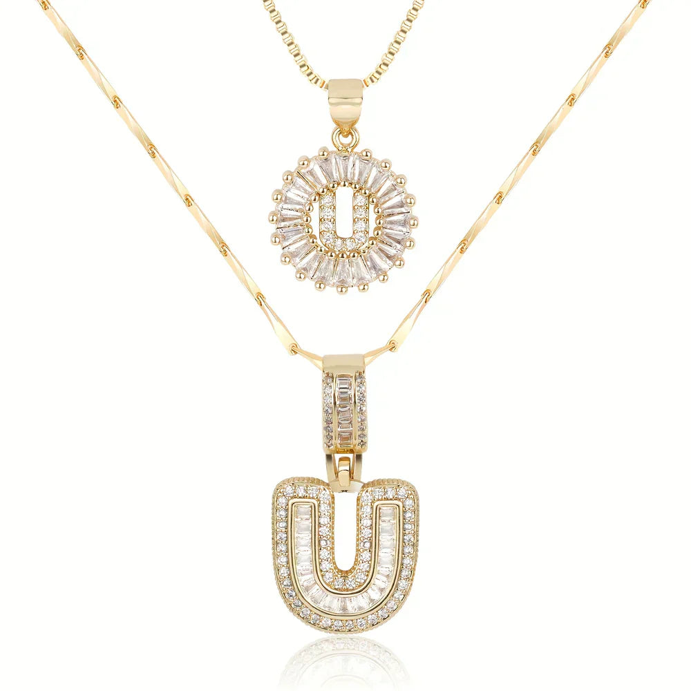 💖2 Pack - Initial Letter Pendant Necklaces