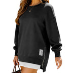 🔥2025 HOT SALE🔥 Long Sleeve Pullover Zipper Slit Casual Sweatshirt Dress